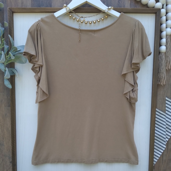 LAUREN RALPH LAUREN size large camel v neck - Picture 2 of 10